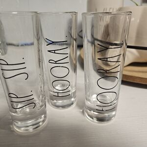 Clear Glass Shot Glass Set with Black Text